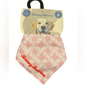 Tommy Bahama Dog Bandana and Collar Size Medium Pink and White